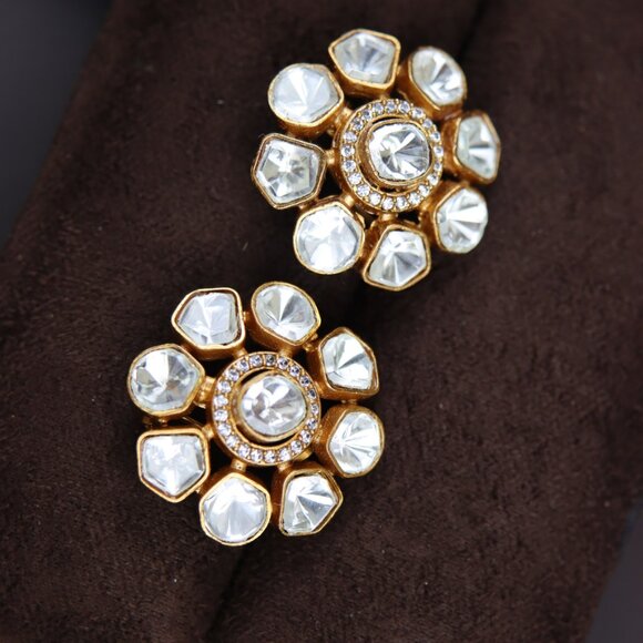 Radiant Floral Kundan Earrings with Halo Detailing JP17